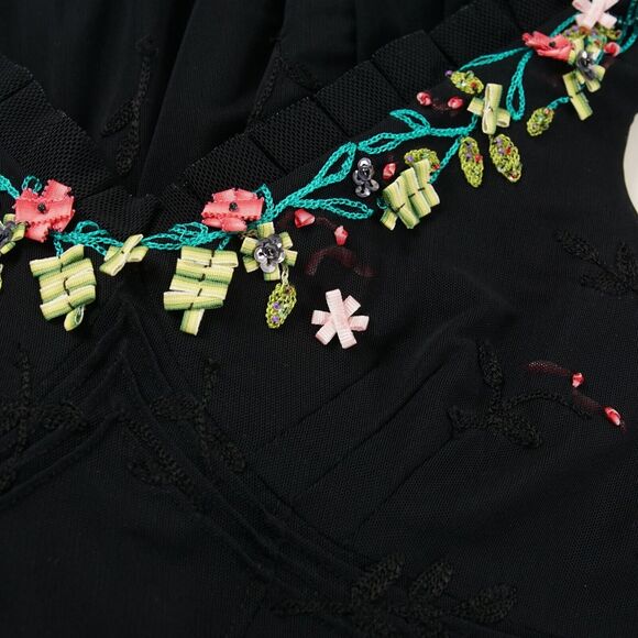 Sue Wong Floral Embroidered Beaded Black Sleeveless Mesh Y2K Dress Womens Sz 4 - Picture 5 of 7